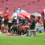 JOHANNESBURG, SOUTH AFRICA - DECEMBER 10: Lions bench during the EPCR Challenge Cup match between Emirates Lions and Dragons at Emirates Airline Park on December 10, 2022 in Johannesburg, South Africa.