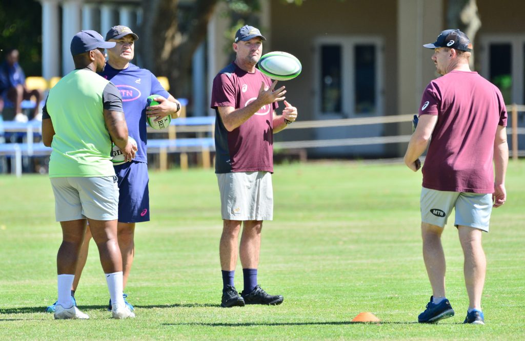 CAPE TOWN, SOUTH AFRICA - FEBRUARY 22: Jacques Nienaber (Coach) during the South Africa men's national rugby team training session at Rondebosch Boys' High School on February 22, 2023 in Cape Town, South Africa.