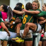 The Springbok Women's Sevens celebrate