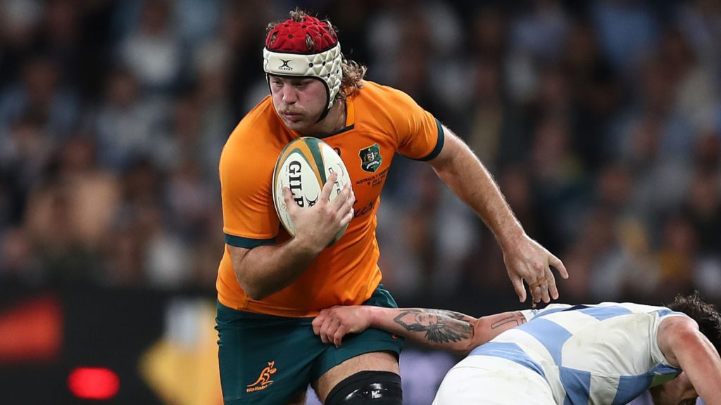 SYDNEY, AUSTRALIA - JULY 15: Fraser McReight of the Wallabies runs with the ball during The Rugby Championship match between the Australia Wallabies and Argentina at CommBank Stadium on July 15, 2023 in Sydney, Australia. (Photo by Jason McCawley/Getty Images)