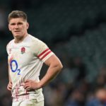 England's centre Owen Farrell reacts at the end of the Six Nations international rugby union match between England and Scotland at Twickenham Stadium, west London, on February 4, 2023. - Scotland won 29 - 23 against England. (