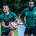 Cheslin Kolbe and Ox Nche in Springbok training in Cardiff