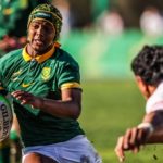 JC Mars takes on the defence of the England U18s in Paarl