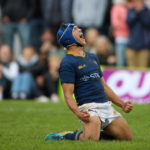 CAPE TOWN, SOUTH AFRICA - AUGUST 26: Ethan Gordon of Rondebosch Boys High School kicks the conversion to win the match during the Sportsmans Warehouse Premier Interschools rugby match between Bishops Diocesan College and Rondebosch Boys High School at Bishops Diocesan College on August 26, 2023 in Cape Town, South Africa.