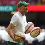 South Africa's head coach Nienaber Jacques waits for the start of the pre-World Cup Rugby Union match between Wales and South Africa at Principality Stadium in Cardiff on August 19, 2023