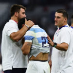 Argentina's centre Matias Moroni (C) reacts after his team's defeat in the France 2023 Rugby World Cup Pool D match between England and Argentina at Stade de Marseille in Marseille, southern France on September 9, 2023.