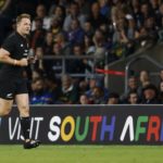 New Zealand's flanker Sam Cane leaves the field after being sent to the sin bin during the pre-World Cup Rugby Union match between New Zealand and South Africa at Twickenham Stadium in west London, on August 25, 2023.