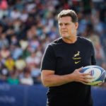 South Africa's head coach Rassie Erasmus looks on ahead of a training session at the Mayol Stadium in Toulon, southern France, on September 28, 2023, during the France 2023 Rugby World Cup.