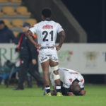 PARMA, ITALY - NOVEMBER 10: Players of the Cell C Sharks look dejected following the United Rugby Championship match between Zebre and Cell C Sharks at Stadio Sergio Lanfranchi on November 10, 2023 in Parma, Italy.