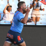 PRETORIA, SOUTH AFRICA - NOVEMBER 25: Willie le Roux of the Bulls scores during the United Rugby Championship match between Vodacom Bulls and Connacht at Loftus Versfeld on November 25, 2023 in Pretoria, South Africa.