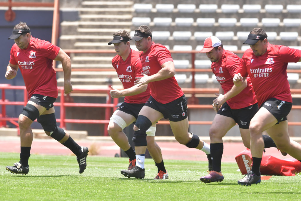 JOHNNESBURG, SOUTH AFRICA - NOVEMBER 22: Players working during the Emirates Lions training session and mixed zone at Johannesburg Stadium in November 22, 2023 in Johannesburg, South Africa. (Photo by Sydney Seshibedi/Gallo Images)