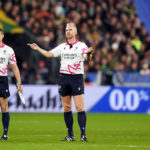 Photo: Mike Egerton/PA/BackpagePix Referee Wayne Barnes (centre) during the Rugby World Cup 2023 final match at the Stade de France in Paris, France. Picture date: Saturday October 28, 2023.