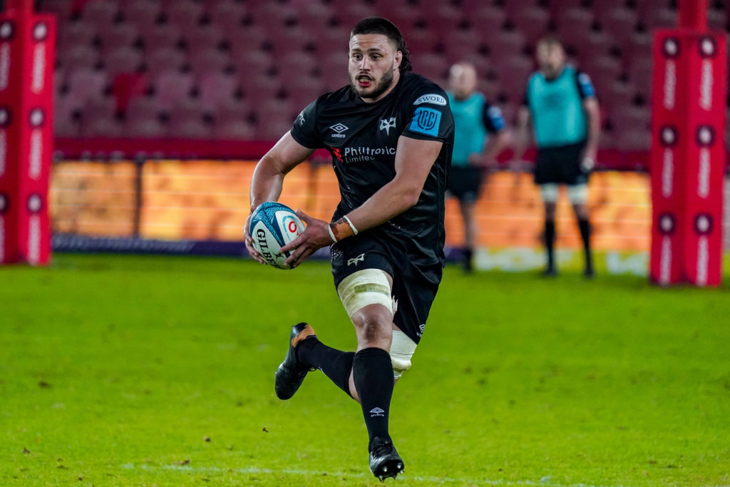Ethan Roots of the Ospreys during the United Rugby Championship 2021/22 match between the Lions and Ospreys held at Ellis Park in Johannesburg on 25 March 2022 ©Willem Loock/BackpagePix
