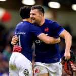 Photo: BackpagePix France's Francois Cros hugs team-mate Louis Bielle-Biarrey at the end of the Guinness Six Nations match at the Principality Stadium, Cardiff. Picture date: Sunday March 10, 2024.
