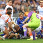 Evan Roos scores for the Stormers against Edinburgh at Cape Town Stadium