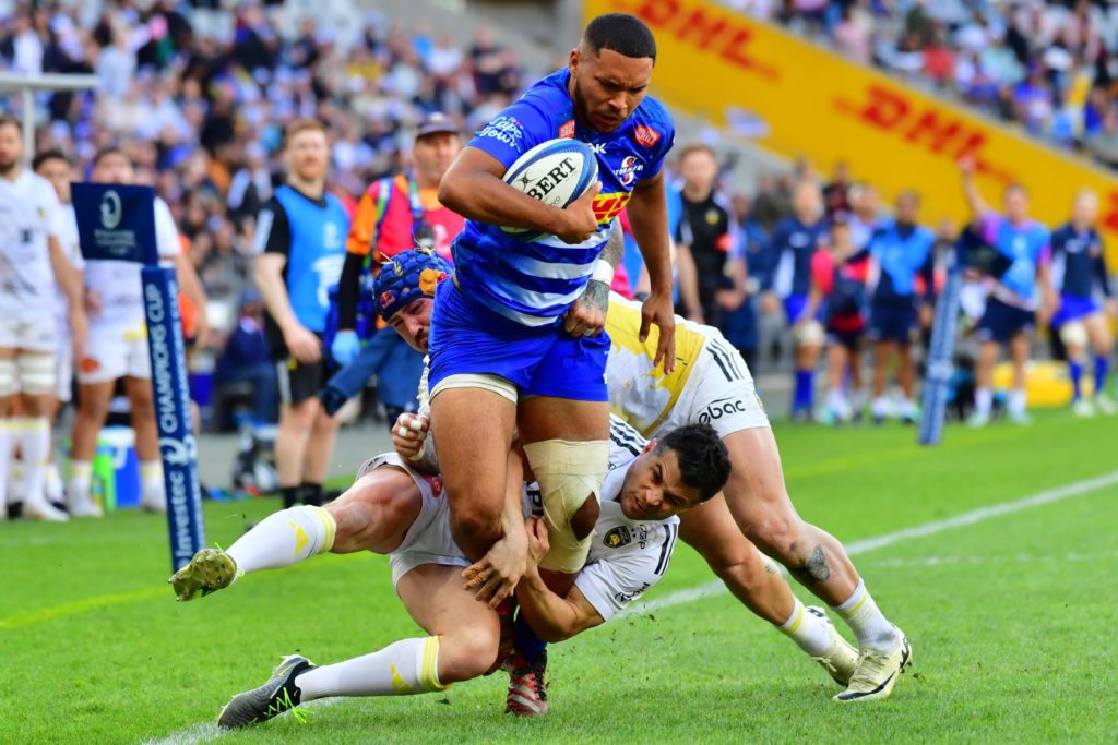 CAPE TOWN, SOUTH AFRICA - APRIL 06: Suleiman Hartzenberg of DHL Stormers in action during the Investec Champions Cup, Round of 16 match between DHL Stormers and La Rochelle at DHL Stadium on April 06, 2024 in Cape Town, South Africa. (Photo by Grant Pitcher/Gallo Images/Getty Images)