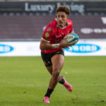 SWANSEA WALES - MARCH 30: Jordan Hendrikse of Emirates Lions attacks during the United Rugby Championship match between the Ospreys and Emirates Lions at the Swansea.com Stadium on March 30, 2024 in Swansea, Wales. (Photo by Athena Pictures/Getty Images)