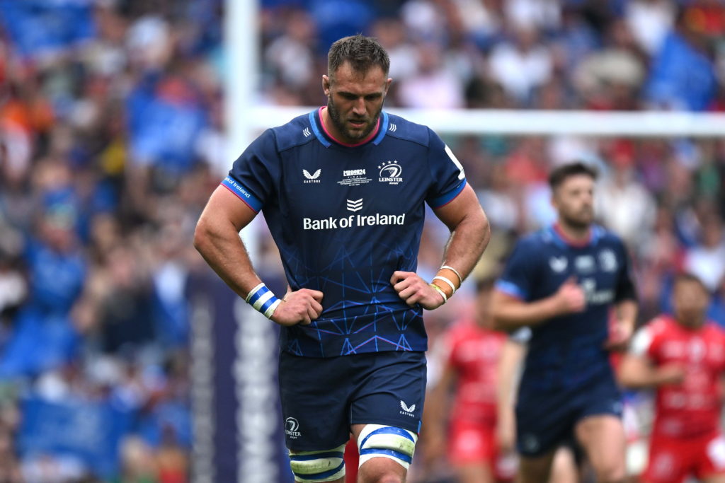 England , United Kingdom - 25 May 2024; Jason Jenkins of Leinster during the Investec Champions Cup final between Leinster and Toulouse at the Tottenham Hotspur Stadium in London, England. (Photo By Brendan Moran/Sportsfile via Getty Images)