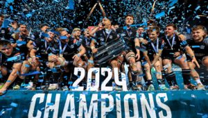 Glasgow Warriors celebrate winning URC title