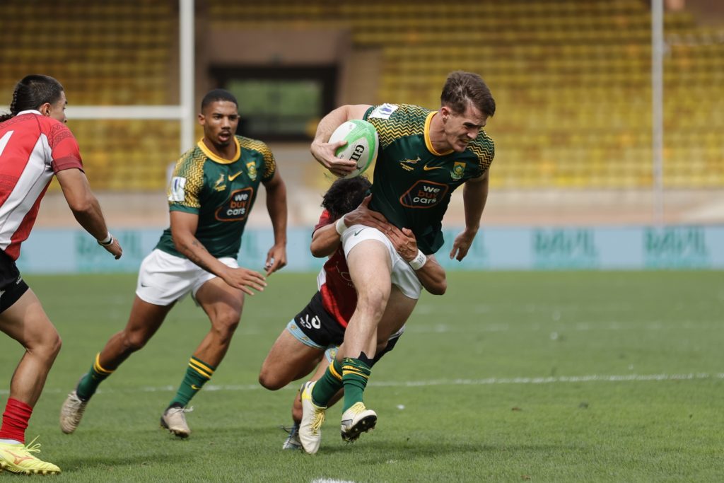 Quewin Nortje in action for the Blitzboks