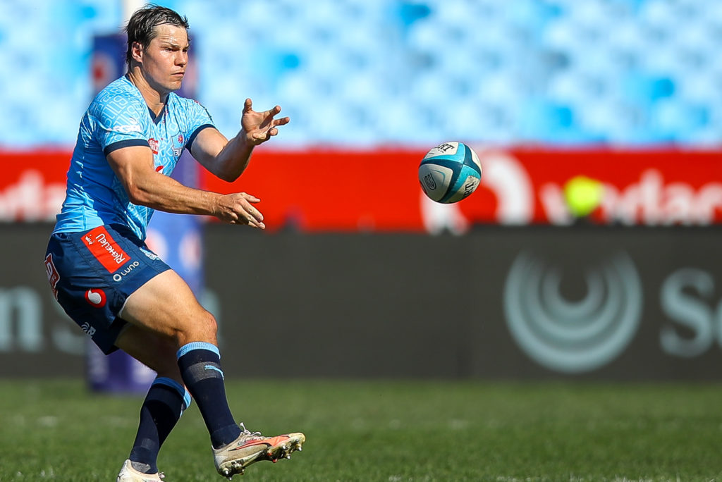 PRETORIA, SOUTH AFRICA - MAY 11: Chris Smith of the Vodacom Blue Bulls passes the ball during the United Rugby Championship match between Vodacom Bulls and Glasgow Warriors at Loftus Versfeld on May 11, 2024 in Pretoria, South Africa. (Photo by Gordon Arons/Gallo Images)