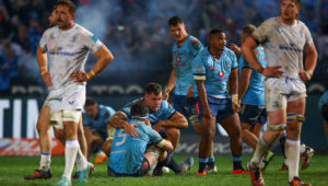 PRETORIA, SOUTH AFRICA - JUNE 15: Vodacom Bulls celebrate the win over Leinster during the United Rugby Championship semi final match between Vodacom Bulls and Leinster at Loftus Versfeld on June 15, 2024 in Pretoria, South Africa. (Photo by Gordon Arons/Gallo Images)
