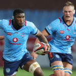 Celimpilo Gumede of the Vodacom Bulls challenged by Marco Jansen van Vuren of the Toyota Cheetahs during the 2024 Currie Cup match between Vodacom Bulls and Toyota Cheetahs at Loftus Versfeld Stadium in Pretoria on 19 July 2024 ©Samuel Shivambu/BackpagePix