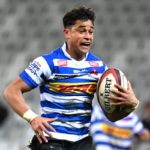 Imad Khan of Western Province evades a tackle from Dewald Human of Griffons to score a try under the posts during the 2024 Currie Cup game between Western Province and the Griffons at Cape Town Stadium on 3 August 2024 © Ryan Wilkisky/BackpagePix