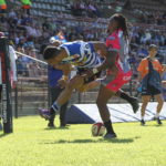 Courtnall Skosan scores for Western Province against the Pumas at the Danie Craven Stadium